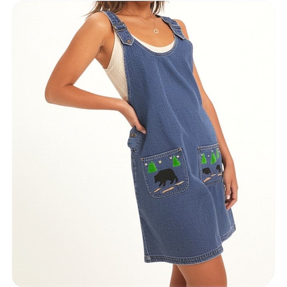 Haiks Vintage Denim Sleeveless Overall Skirt